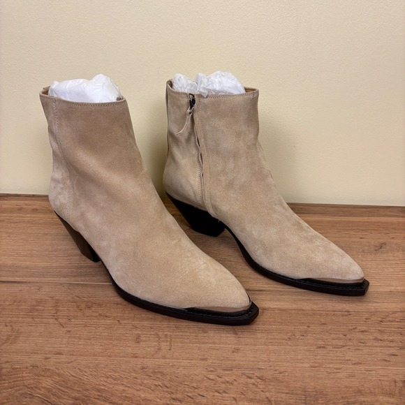 NEW‎ ISABEL MARANT Womens Adnae Suede Leather Ankle Boots Size 41 Toffee Beige - Picture 4 of 16